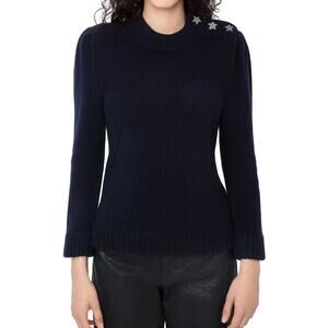 Zadig & Voltaire Betson Cashmere Sweater Pullover Navy Jumper Sweater, Sz L
